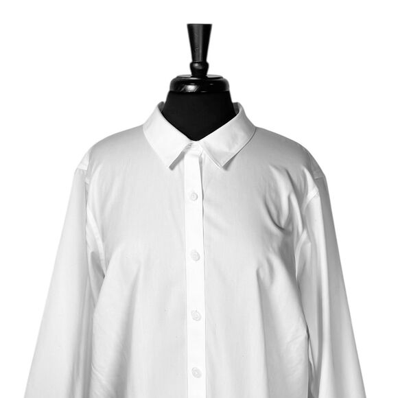 Lands’ End Womens No Iron Button Up Shirt White 100% Cotton Size 22W Long Sleeve - Picture 5 of 9